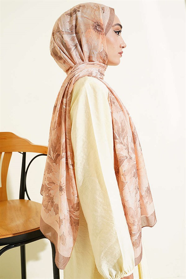 Pastel Floral Bamboo Crush Shawl Latte