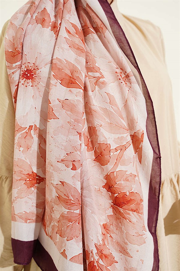 Pastel Floral Bamboo Crush Shawl Plum