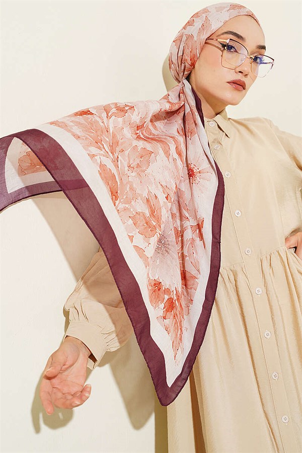 Pastel Floral Bamboo Crush Shawl Plum