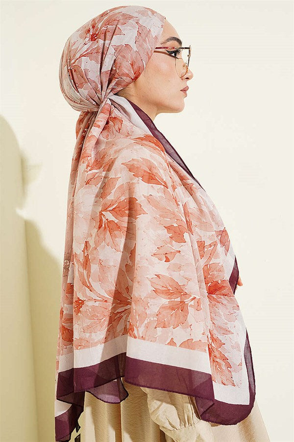 Pastel Floral Bamboo Crush Shawl Plum