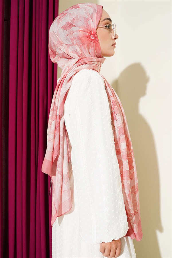 Pastel Floral Bamboo Crush Shawl Baby Pink