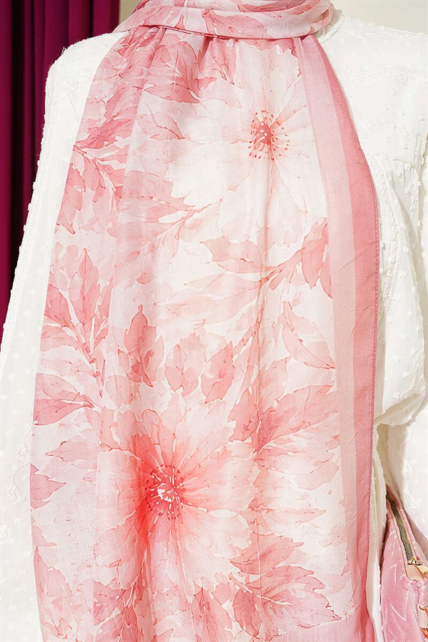 Pastel Floral Bamboo Crush Shawl Baby Pink