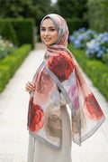 Pastel Rose Patterned Scarf Series Grey