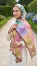 Pastel Rose Patterned Scarf Series, Mink