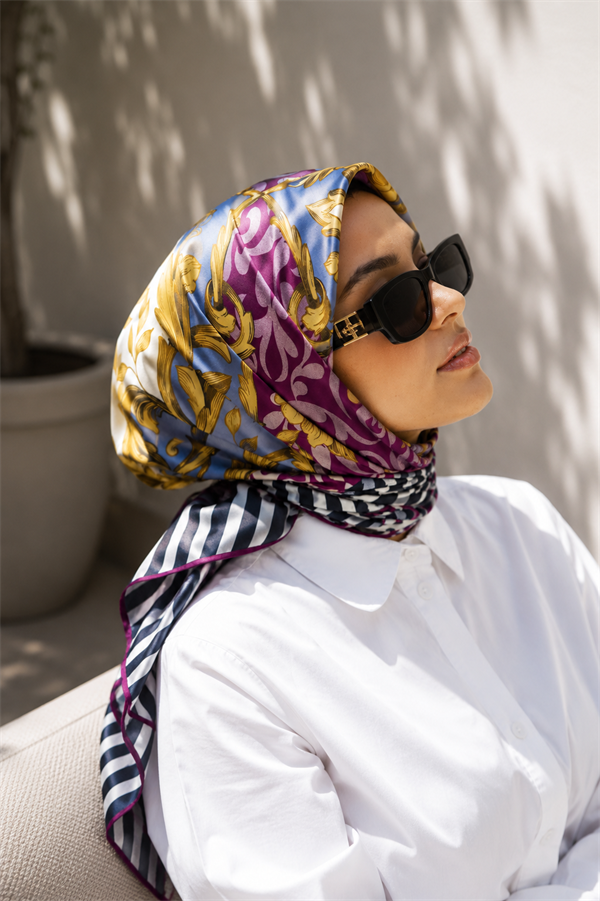 Patchwork Pattern Scarf Series Fuchsia