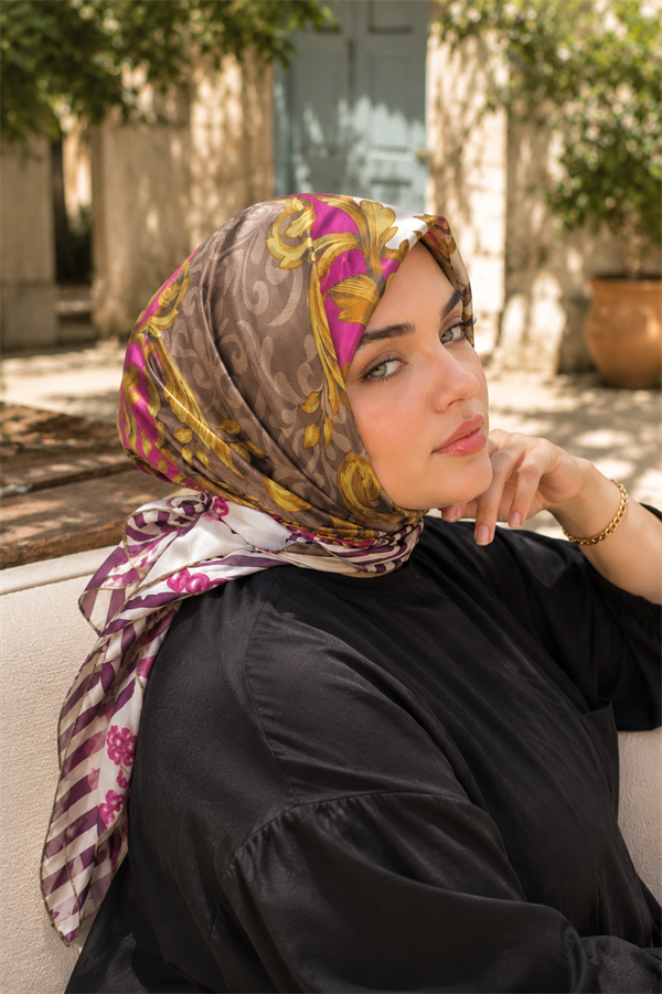 Patchwork Pattern Scarf Series Dark Beige