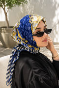 Patchwork Pattern Scarf Series Navy Blue