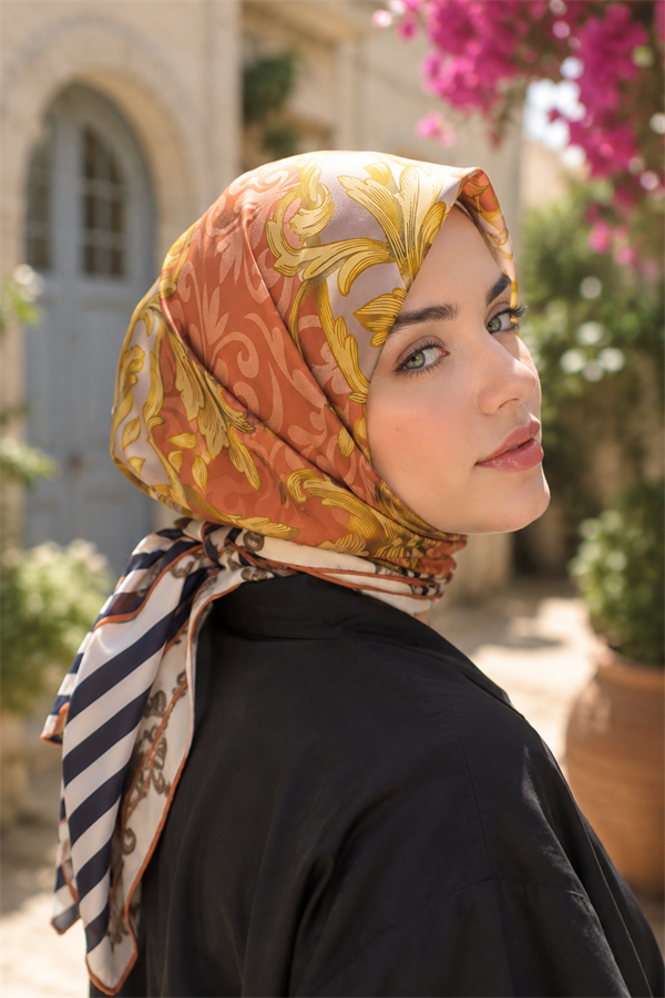 Patchwork Pattern Scarf Series Salmon
