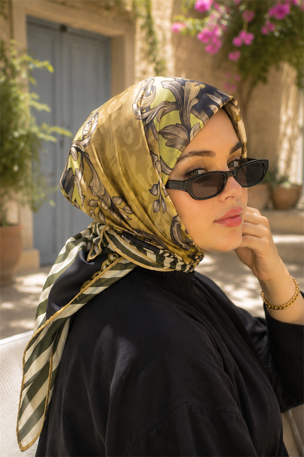 Patchwork Pattern Scarf Series Green Olive