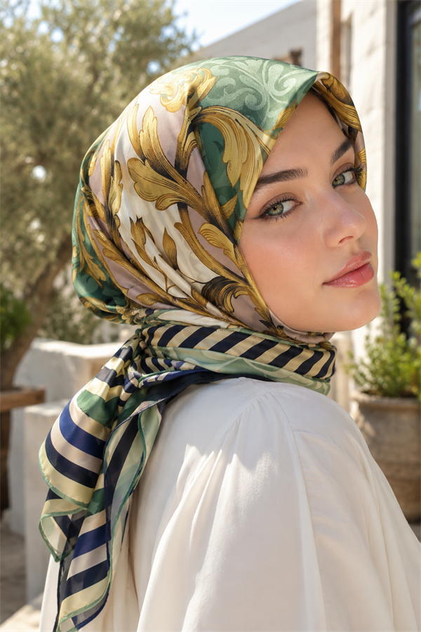 Patchwork Pattern Scarf Series Green