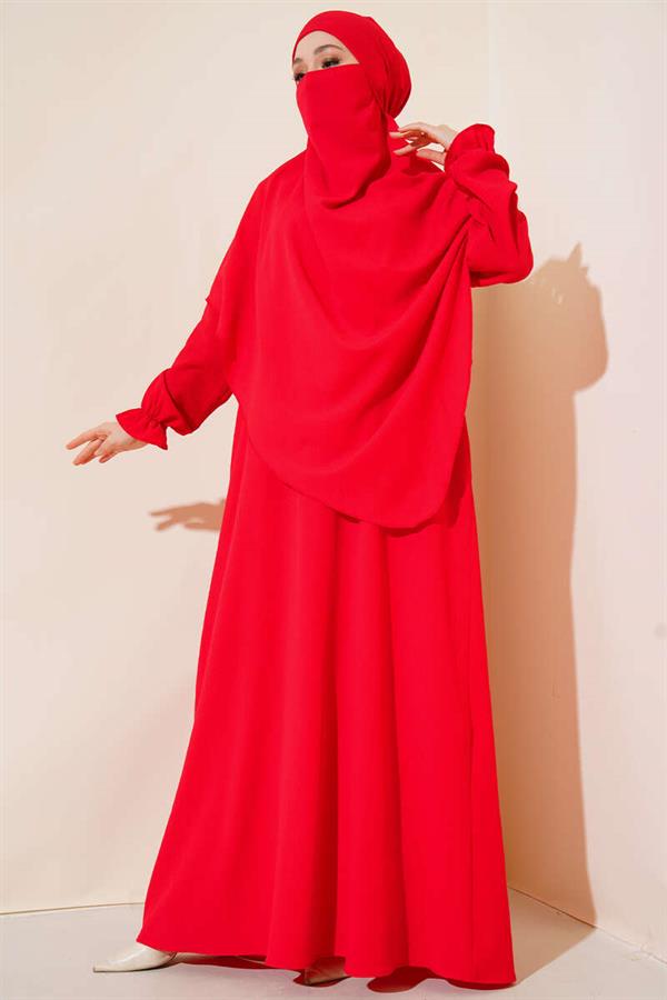 Veiled Abaya Red