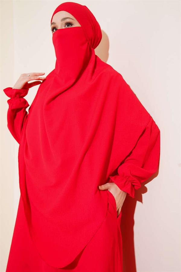 Veiled Abaya Red