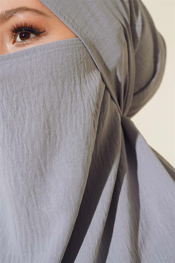 Wide Abaya with Veil Gray