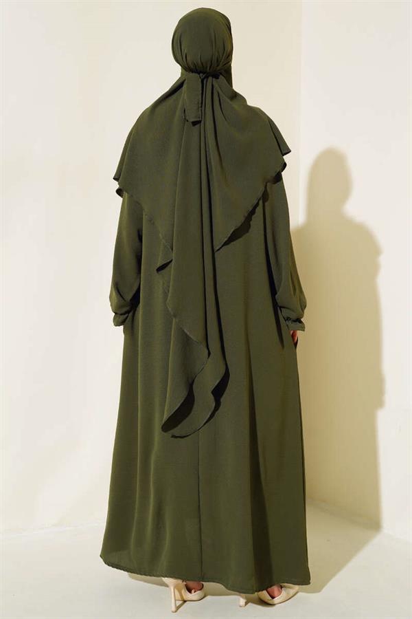Wide Abaya with Veil Khaki