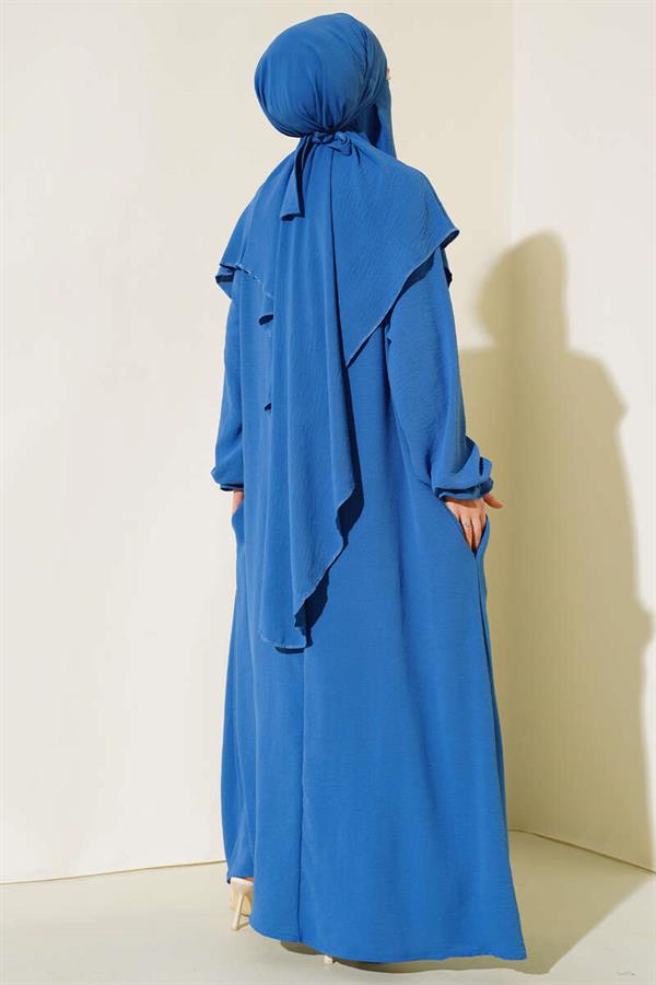 Wide Abaya with Veil Indigo