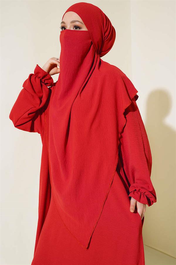 Wide Abaya with Veil Pomegranate Flower