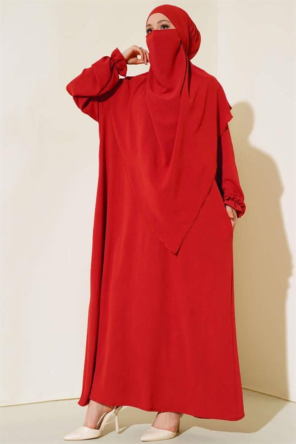 Wide Abaya with Veil Pomegranate Flower