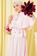 2 Piece Set: Cape, blouse, and skirt, pink.