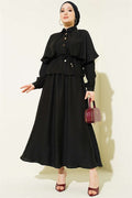 Cape, Blouse and Skirt 2 Piece Set, Black