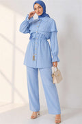 2 Piece Set with Cape Detail and Buttons, Baby Blue