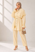 2 Piece Set in Yellow with Detailed Cape and Buttons