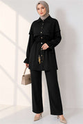 Black 2 Piece Set with Cape Detail and Buttons