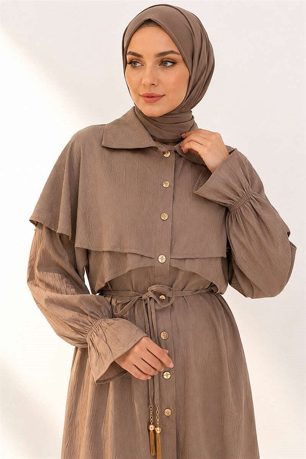 Mink Cape 2 Piece Set with Detailed Buttons