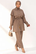 Mink Cape 2 Piece Set with Detailed Buttons