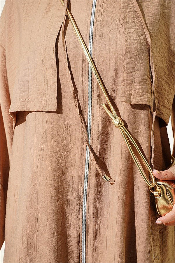 Cape Detail Hooded Latte