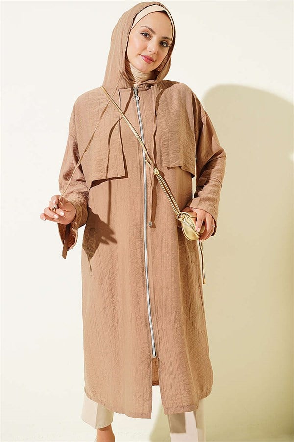 Cape Detail Hooded Latte
