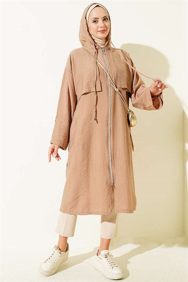 Cape Detail Hooded Latte