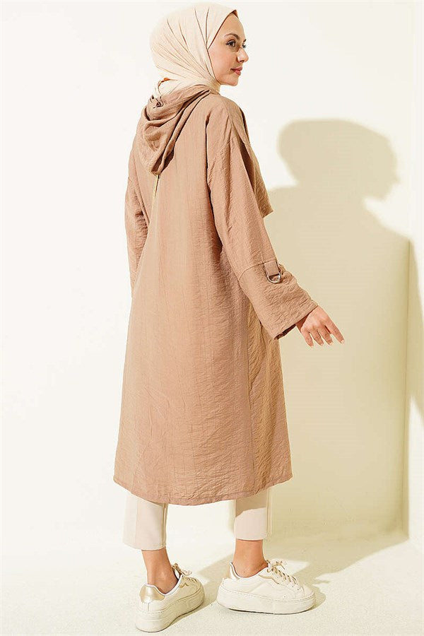 Cape Detail Hooded Latte