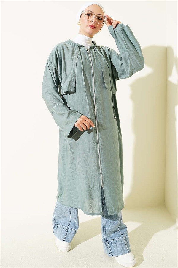 Hooded Cape with Cape Detail, Mint