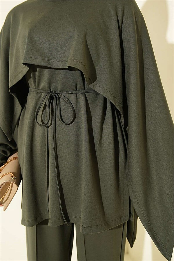 Cape Detail Modal 2 Piece Set, Khaki