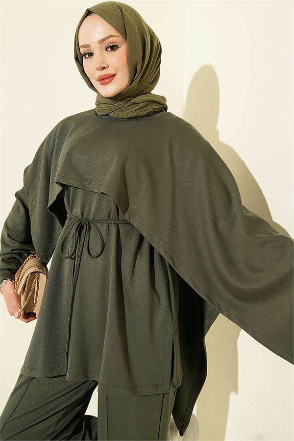 Cape Detail Modal 2 Piece Set, Khaki