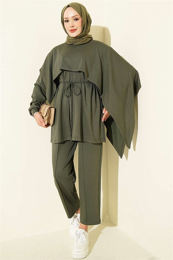 Cape Detail Modal 2 Piece Set, Khaki