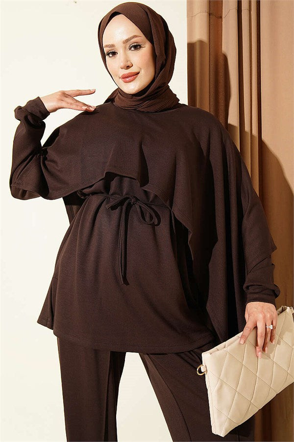Cape Detail Modal 2 Piece Set, Coffee
