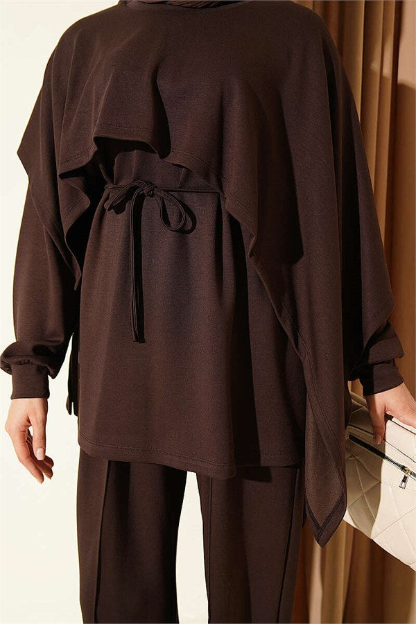 Cape Detail Modal 2 Piece Set, Coffee