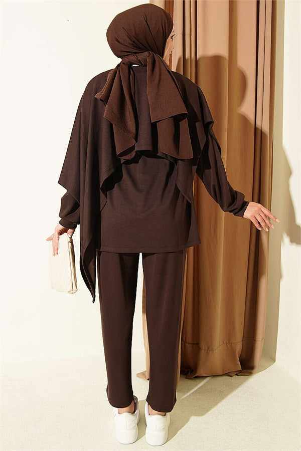 Cape Detail Modal 2 Piece Set, Coffee