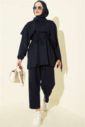 Cape Detail Modal 2 Piece Set Navy Blue