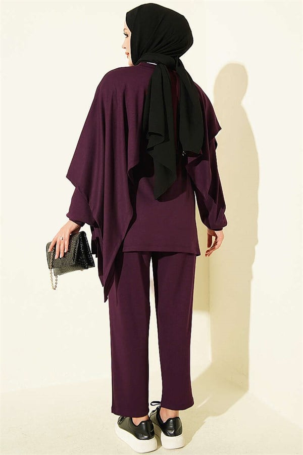 Cape Detail Modal 2 Piece Set, Plum
