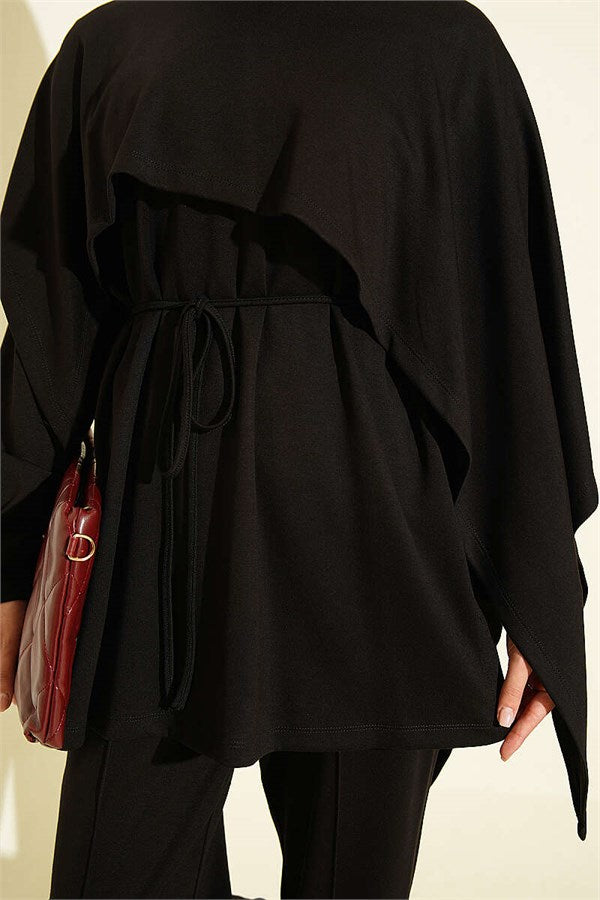 Cape Detail Modal 2 Piece Set, Black