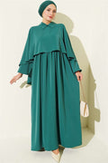 Cape Detail Sharmi Dress Green