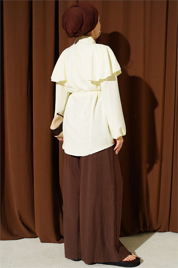 Yellow Shirt with Cape Detail and Drawstring Belt