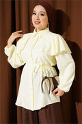 Yellow Shirt with Cape Detail and Drawstring Belt