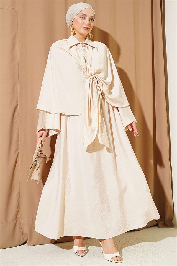 3 Piece Set Set with Cape and Skirt, Beige