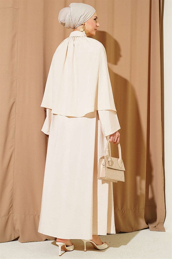 3 Piece Set Set with Cape and Skirt, Beige