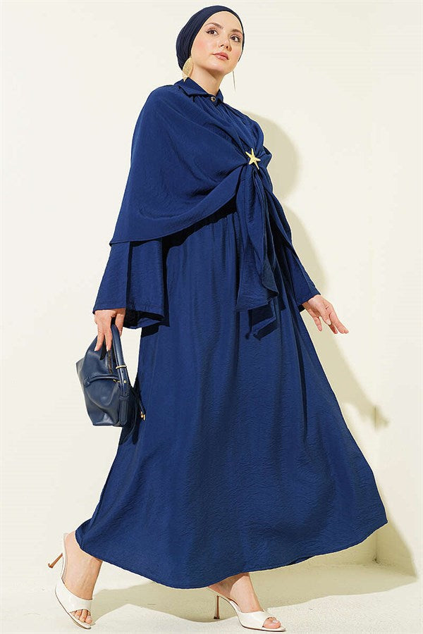 3 Piece Set set with cape and skirt, navy blue.