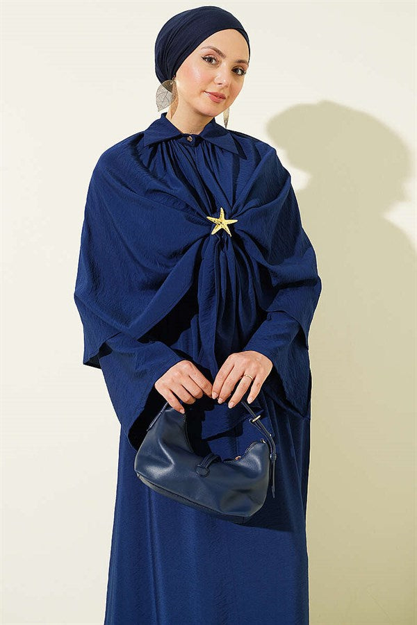 3 Piece Set set with cape and skirt, navy blue.