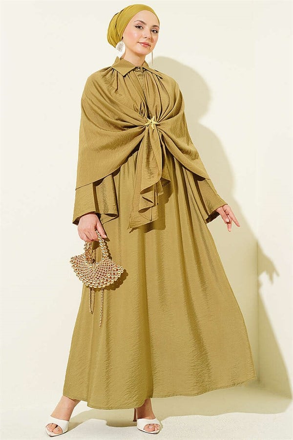 3 Piece Set Set with Cape and Skirt, Olive Green